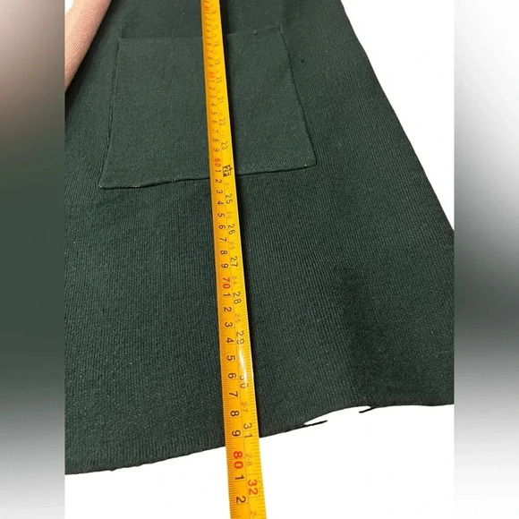 OLIVER BY ESCIO OPEN FRONT CARDIGAN SWEATER SIZE L GREEN/IVORY - Picture 7 of 7